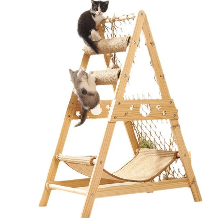 Multifunctional wooden cat tree with hammock - Model: "Aventurichat"