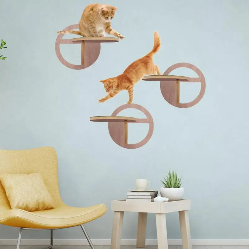 Designer Wooden Wall-Mounted Cat Tree - Escalopati Model