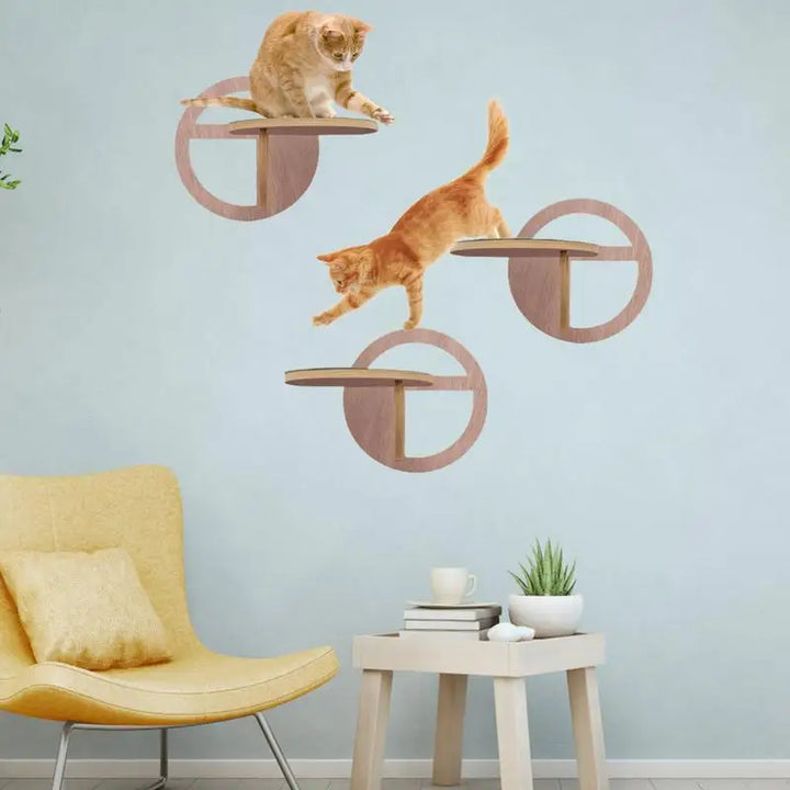 Designer Wooden Wall-Mounted Cat Tree - Escalopati Model