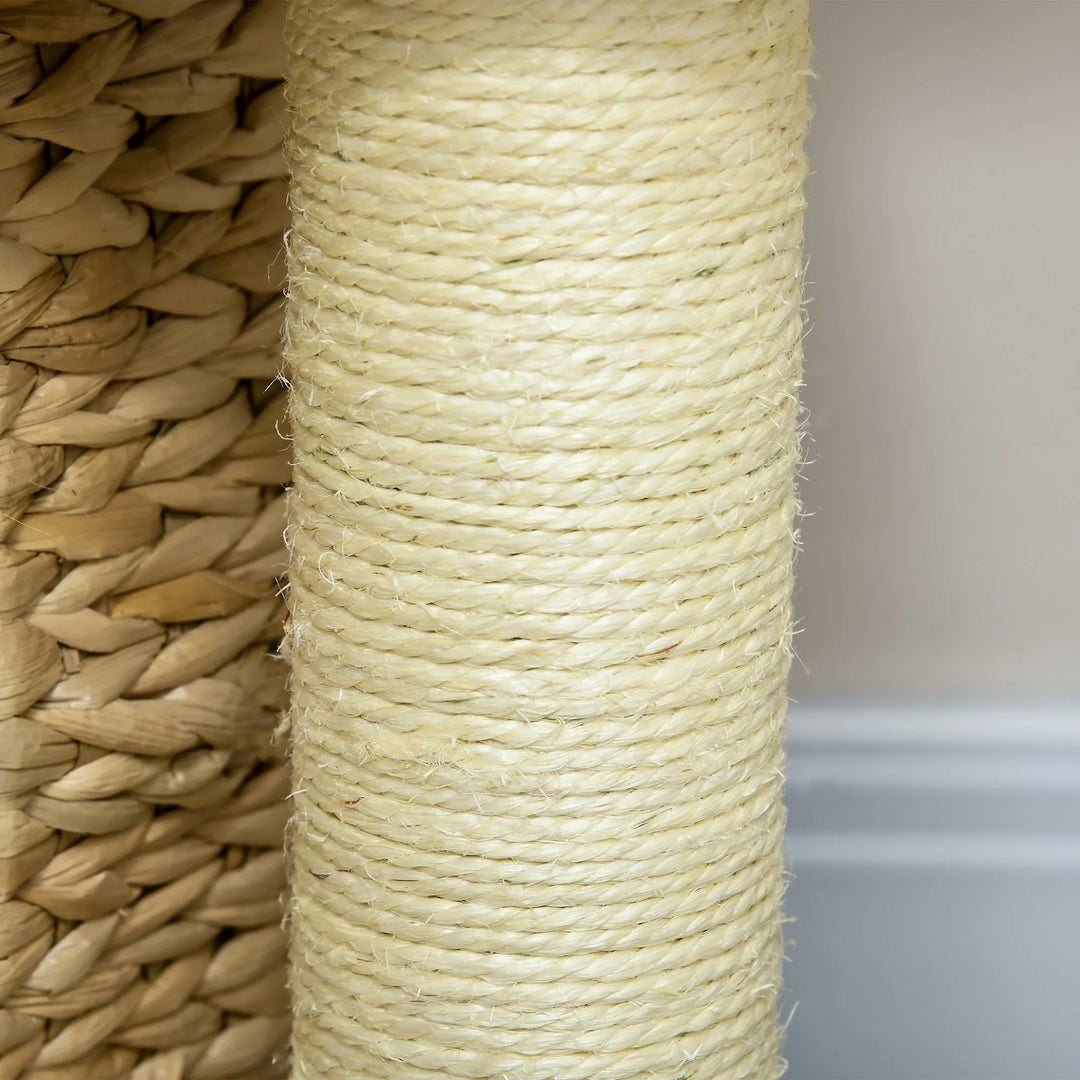 Arbre à chat 74 cm beige avec niche et panier tressé