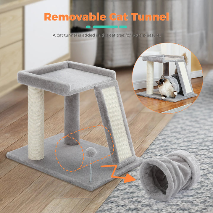 Compact cat tree with play tunnel - Model: "TunnelJouet"