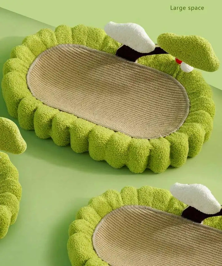 Griffoir nid ovale en lin naturel pour chat