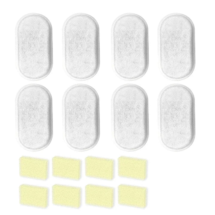 Lot de 10 tampons ovales blancs et 10 éponges jaunes, accessoires pour nettoyage et entretien.