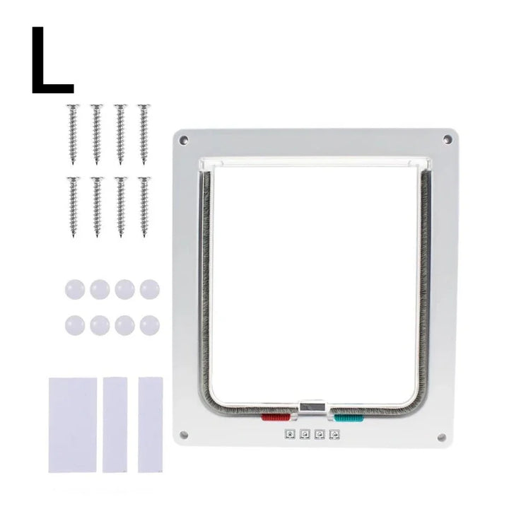 Chatière en plastique blanc, taille L, avec vis, joints et système de verrouillage.