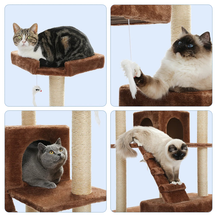 Maine Coon cat tree with condo and perches - Model: "ForteresseFéline"