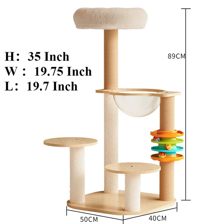 Arbre à chat multi-niveaux avec double niche et griffoirs en sisal