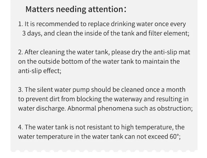 Réservoir d'eau silencieux, anti-dérapant, entretien facile, maintient la température sécurisée.