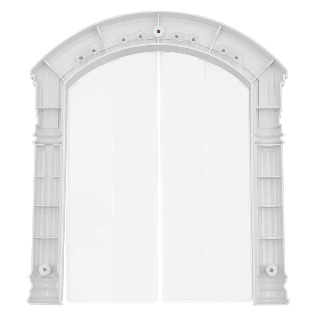 Cadre de porte en plastique blanc, idéal pour événements, facile à installer, robuste et élégant.