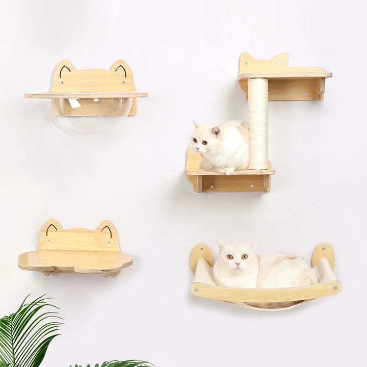 Wall-mounted cat tree, Wood - ChâteauGrimpeur