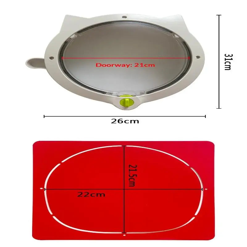 Hublot en plastique gris de 26cm, avec ouverture de 21cm, idéal pour animaux de compagnie.