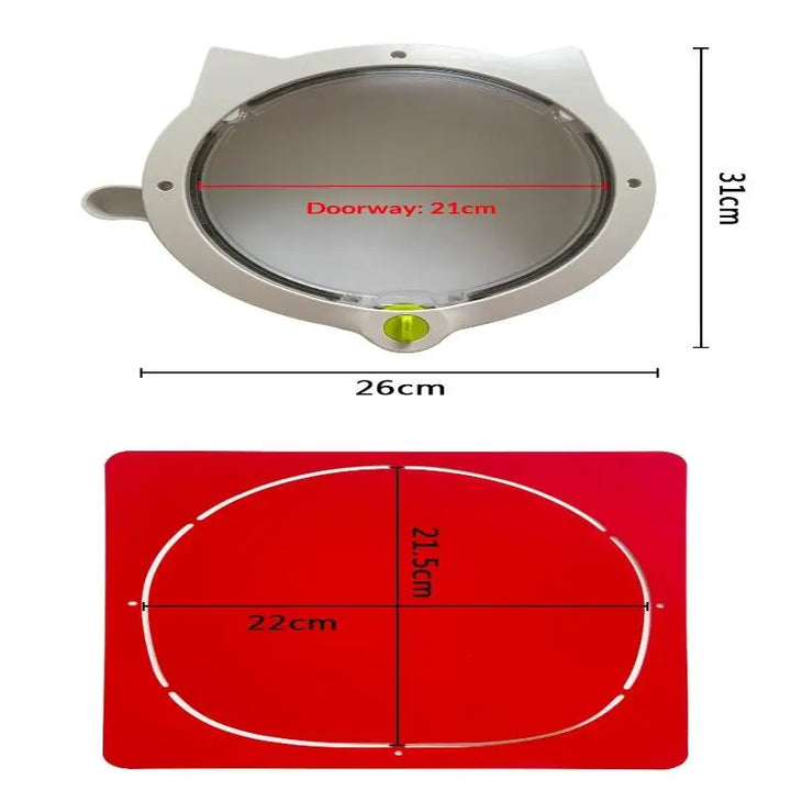 Hublot en plastique gris de 26cm, avec ouverture de 21cm, idéal pour animaux de compagnie.