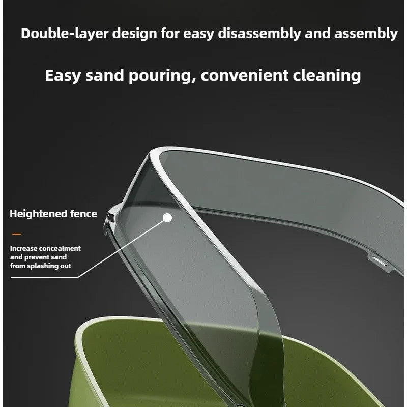 Bac à litière semi-fermé anti-projections avec pelle intégrée – Modèle "CleanEntry"