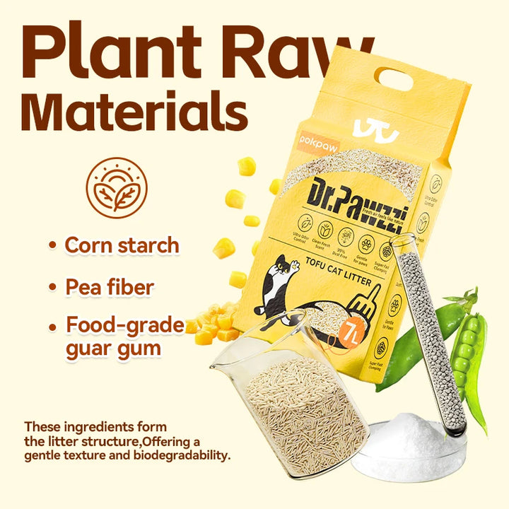 Litière végétale tofu biodégradable sans poussière – Modèle "TofuPure"