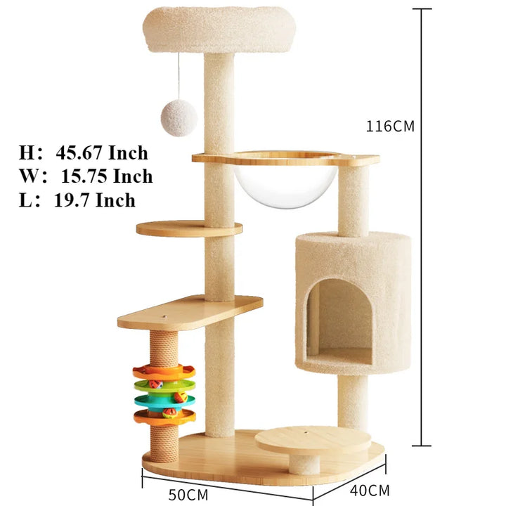 Arbre à chat multi-niveaux avec double niche et griffoirs en sisal