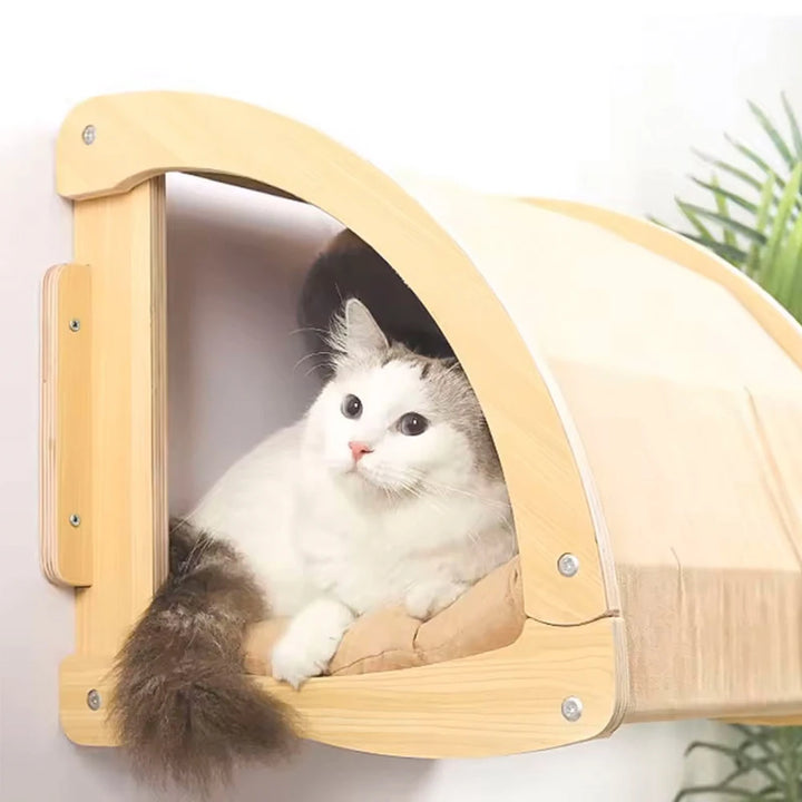Wooden Wall-Mounted Cat Tree - Secret Nest