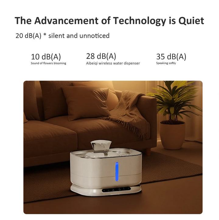 Distributeur d'eau sans fil Aibeiqi, couleur blanche, silencieux, design moderne, idéal pour un intérieur élégant.