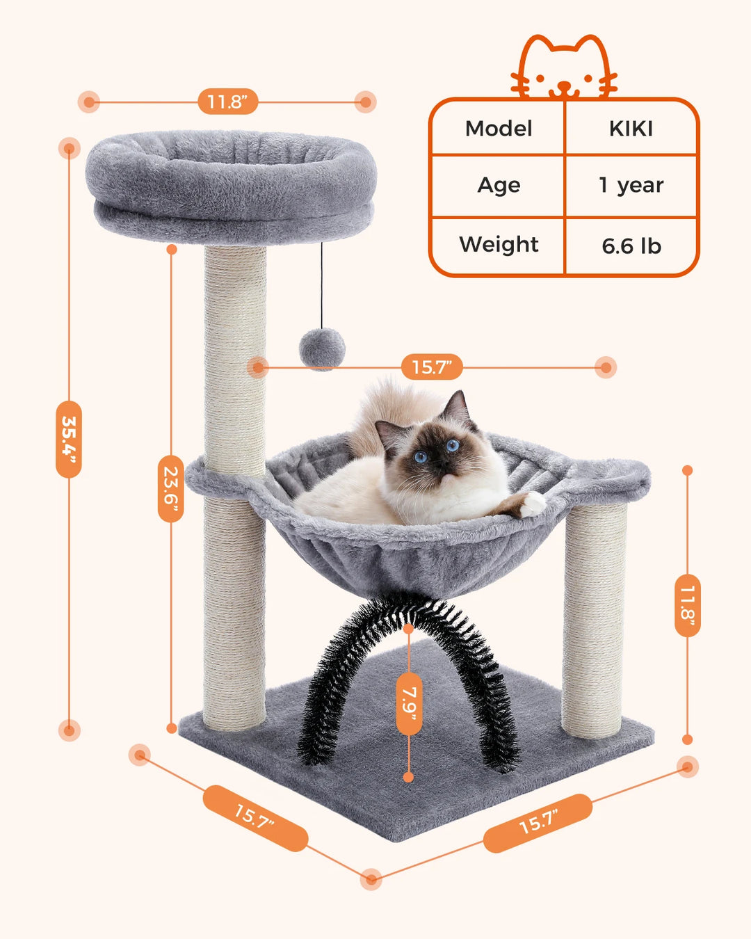 Comfortable Cat Tree with Hammock - "Kiki" Model
