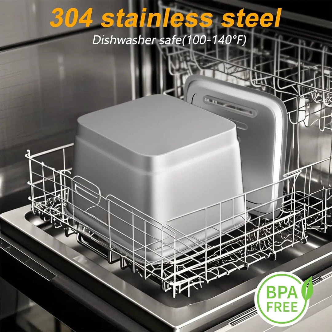 Boîte en acier inoxydable 304, couleur argentée, lavable au lave-vaisselle, sans BPA.