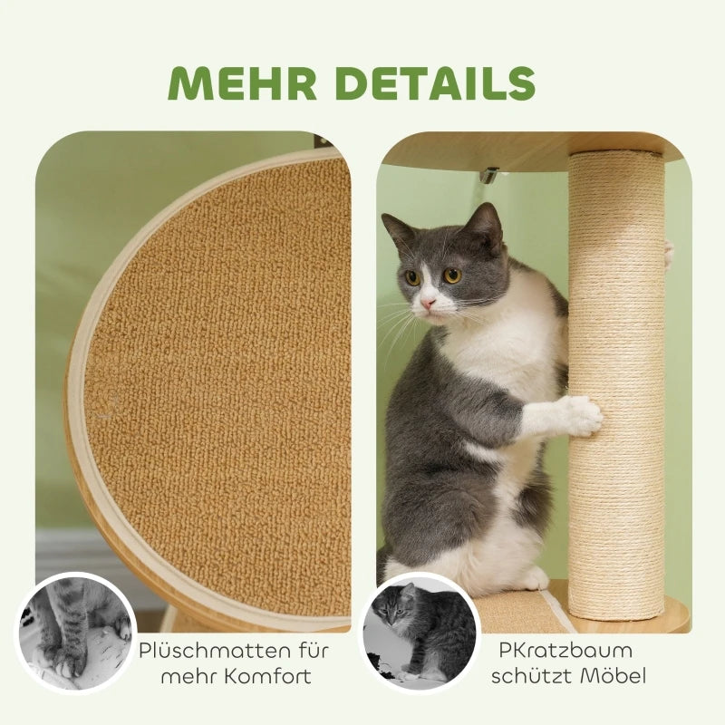 Arbre à chat sol plafond 230 cm en chêne et blanc crème