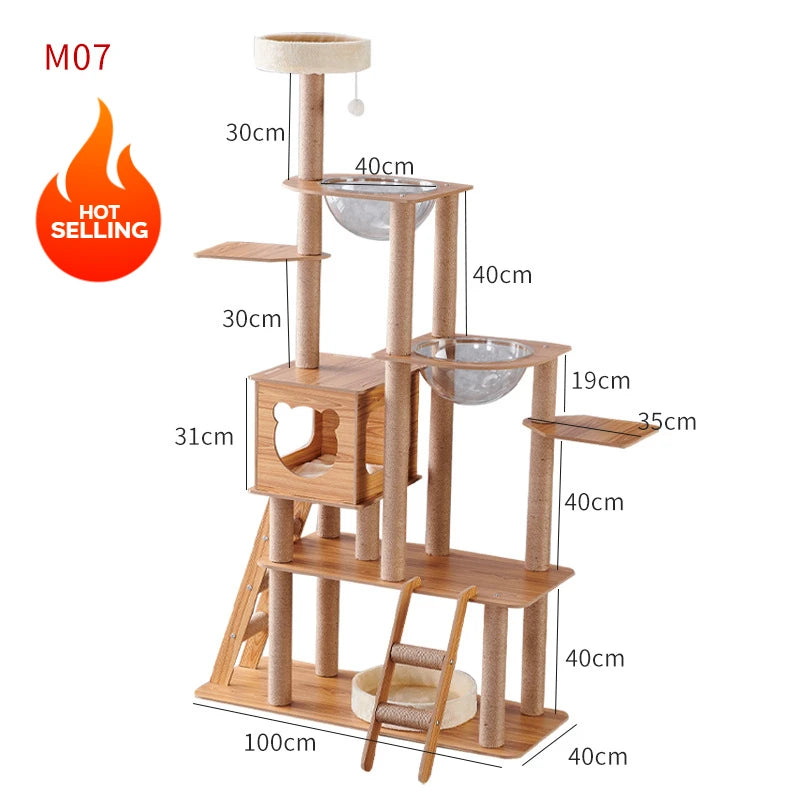 Natural wooden and designer cat tree - "CatForest"