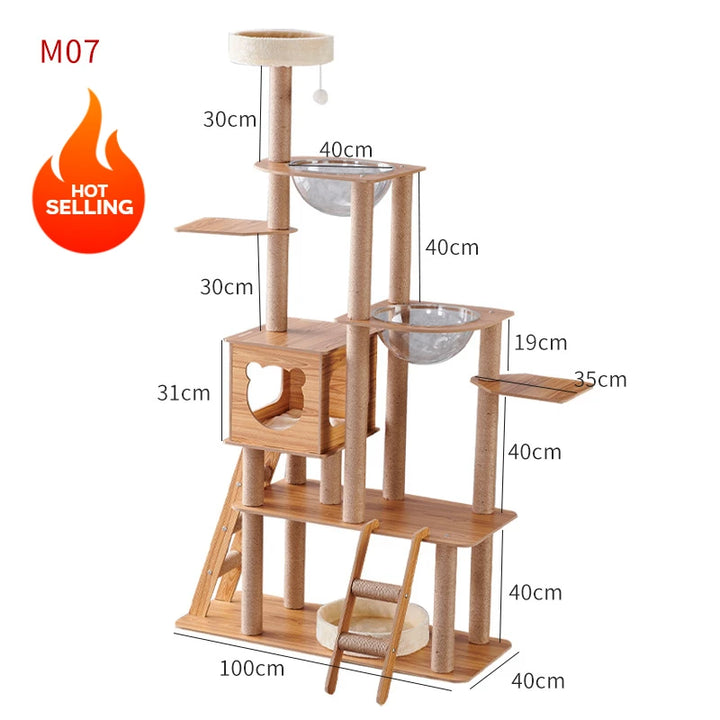 Natural wooden and designer cat tree - "CatForest"