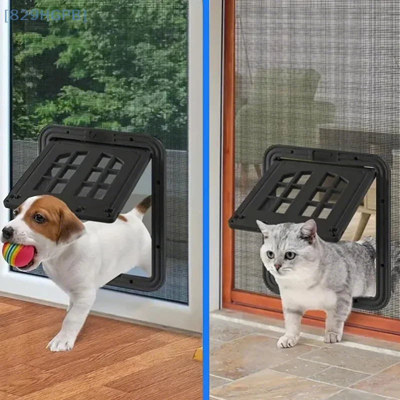Chatière noire pour chiens et chats, facilite l'accès des animaux à l'extérieur.