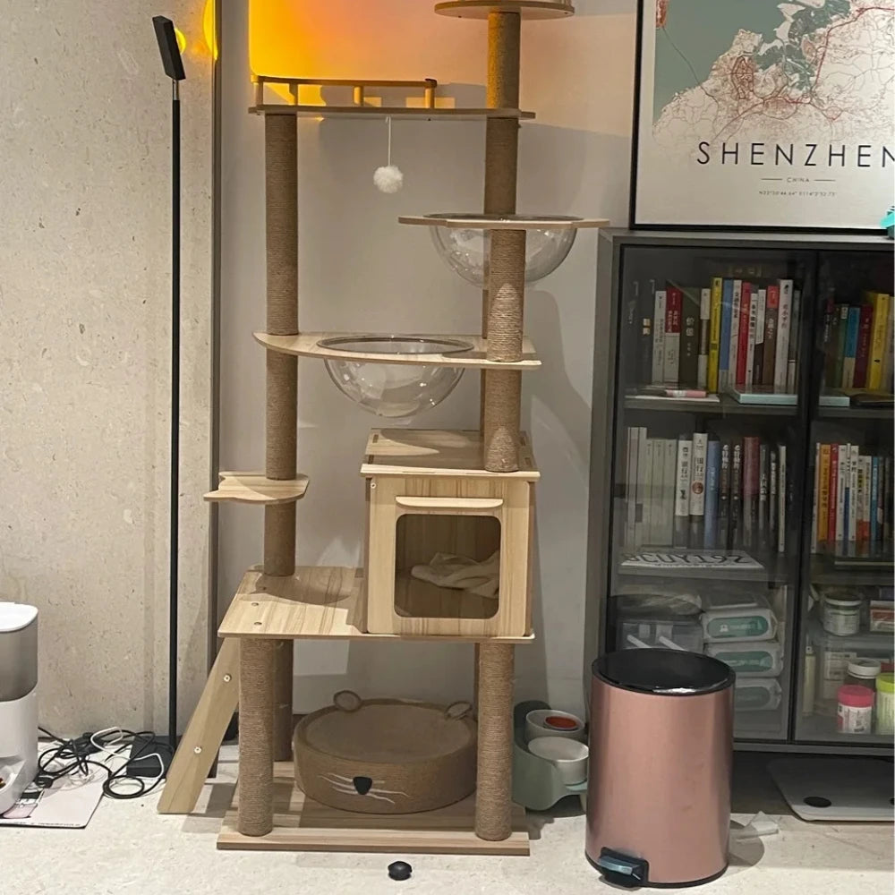 Natural wooden and designer cat tree - "CatForest"