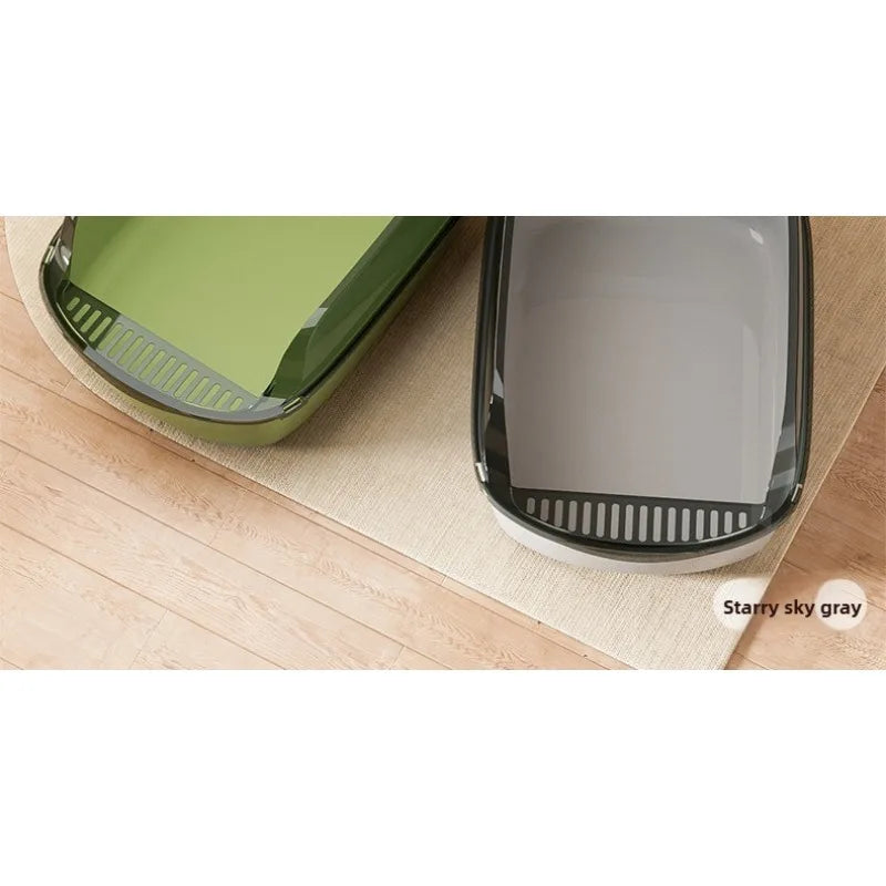 Bac à litière semi-fermé anti-projections avec pelle intégrée – Modèle "CleanEntry"