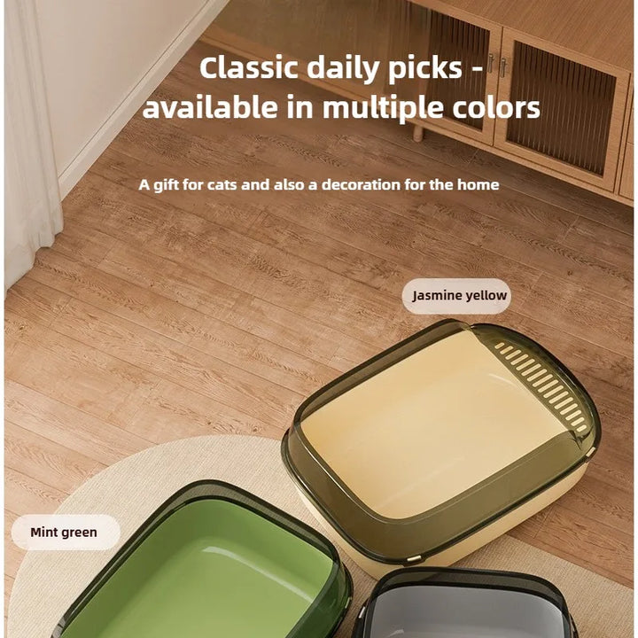 Bac à litière semi-fermé anti-projections avec pelle intégrée – Modèle "CleanEntry"