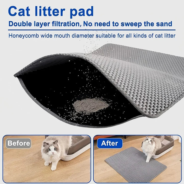 Tapis de litière pour chat double couche EVA imperméable antidérapant "Sol Impeccable"