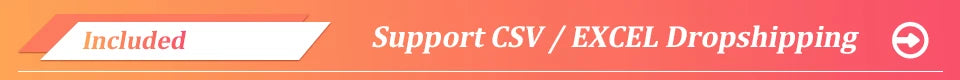 Bannière élégante en dégradé, supporte le dropshipping CSV/Excel sur Shopify.