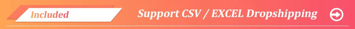 Bannière élégante en dégradé, supporte le dropshipping CSV/Excel sur Shopify.