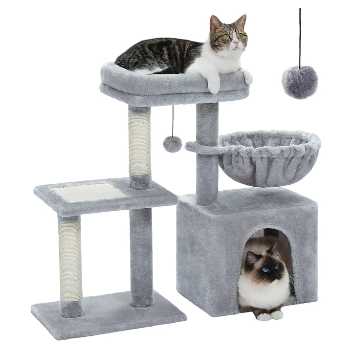 Comfortable beige/grey cat tree - "CozyNest" model 