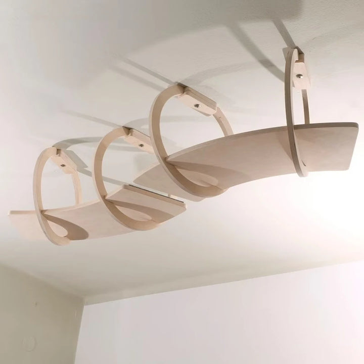 Katzenbaum aus Holz, Hängebrücke von der Decke - ChatSuspendu