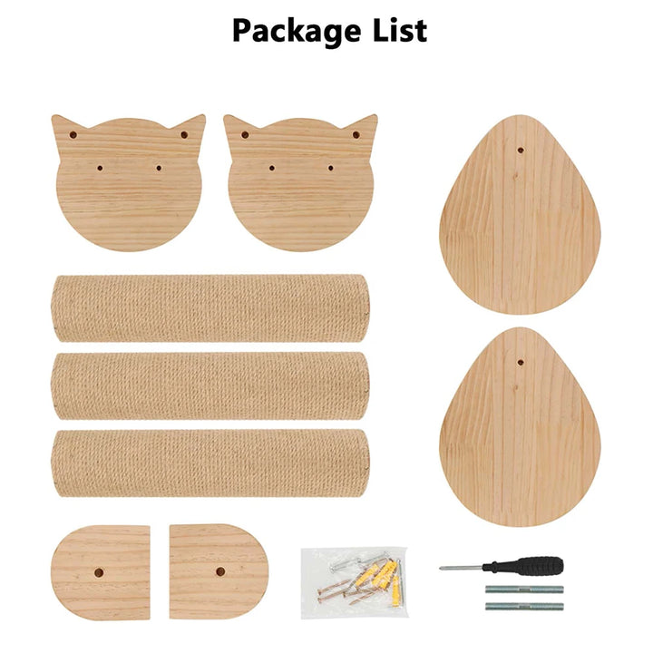 DIY cat tree wall-mounted scratching post with platforms and scratching post - Model: "Griff'Aventure"
