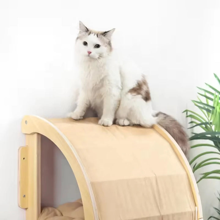 Wooden Wall-Mounted Cat Tree - Secret Nest