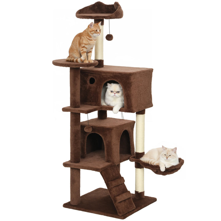 Arbre à chat 140 cm avec niches, hamac et plateforme à oreilles