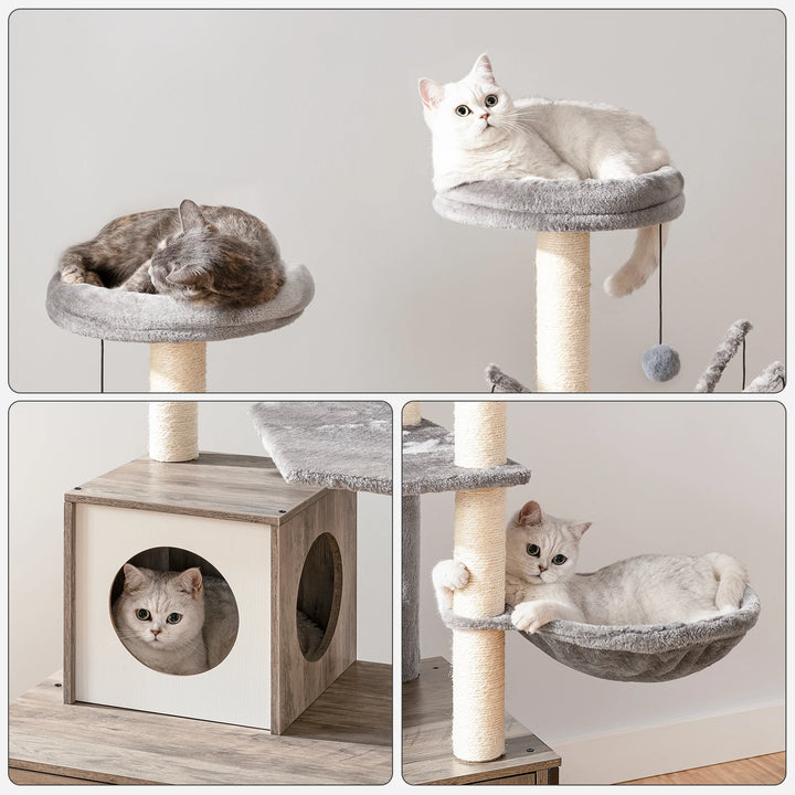 Cat Tree Litter Box Furniture - "HideawayPaws" Model