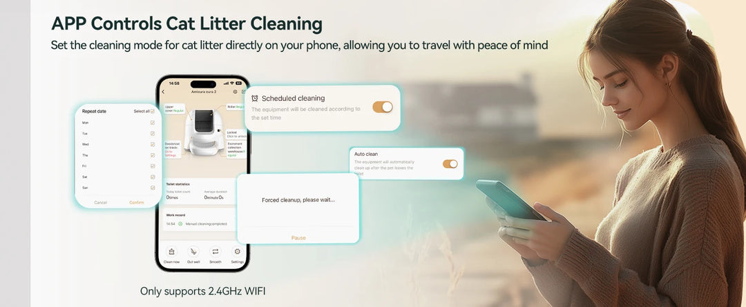 Bac à litière autonettoyant connecté 65L – Amicura Cura 2 – Modèle "SmartClean Elite"