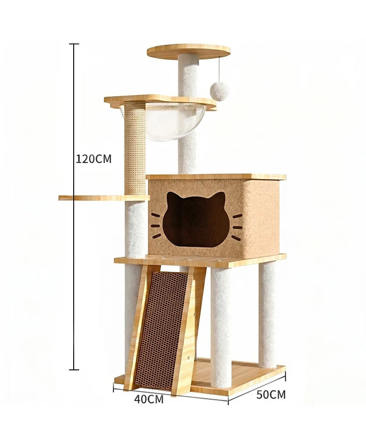 Arbre à chat multi-niveaux avec hamac et poteaux à griffer