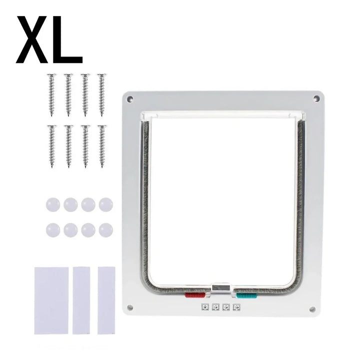Chatière XL en plastique blanc, inclut vis et accessoires, idéale pour les chats.