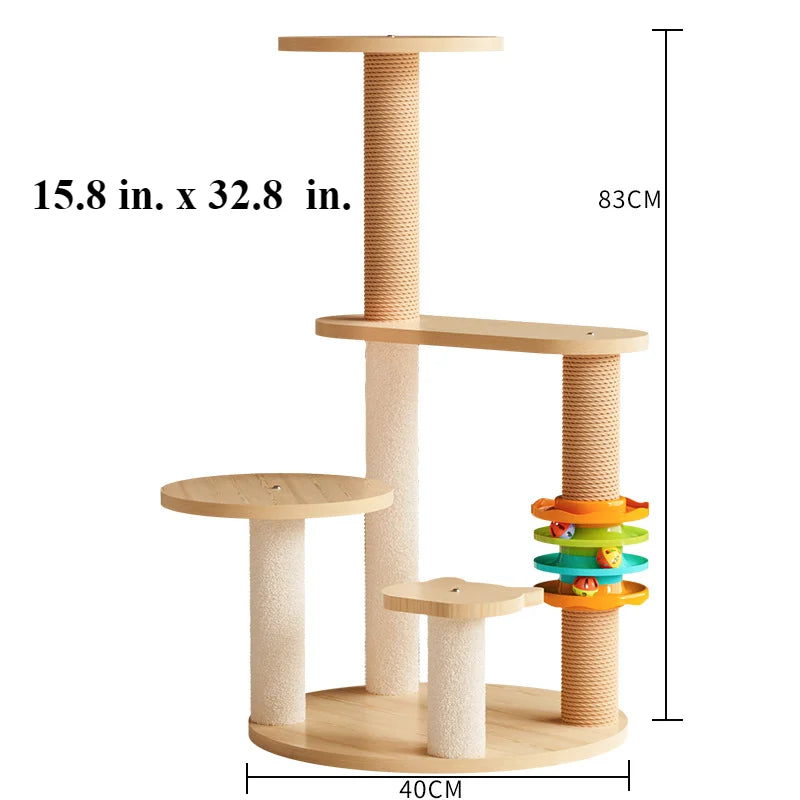 Arbre à chat multi-niveaux avec double niche et griffoirs en sisal