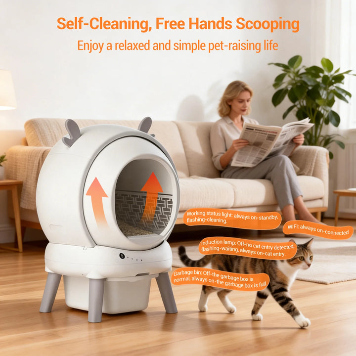 Bac à litière autonettoyant connecté – Modèle "SmartClean Auto Pro"