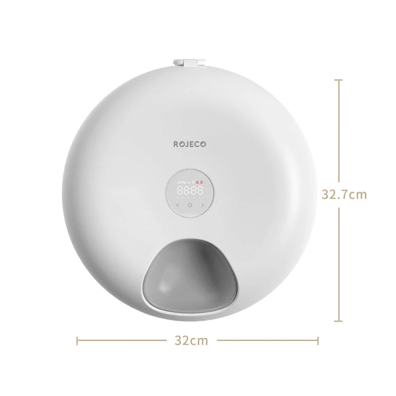 Séchoir à ongles ROJECO blanc, diamètre 32cm, design moderne, avec écran numérique pour des résultats optimaux.