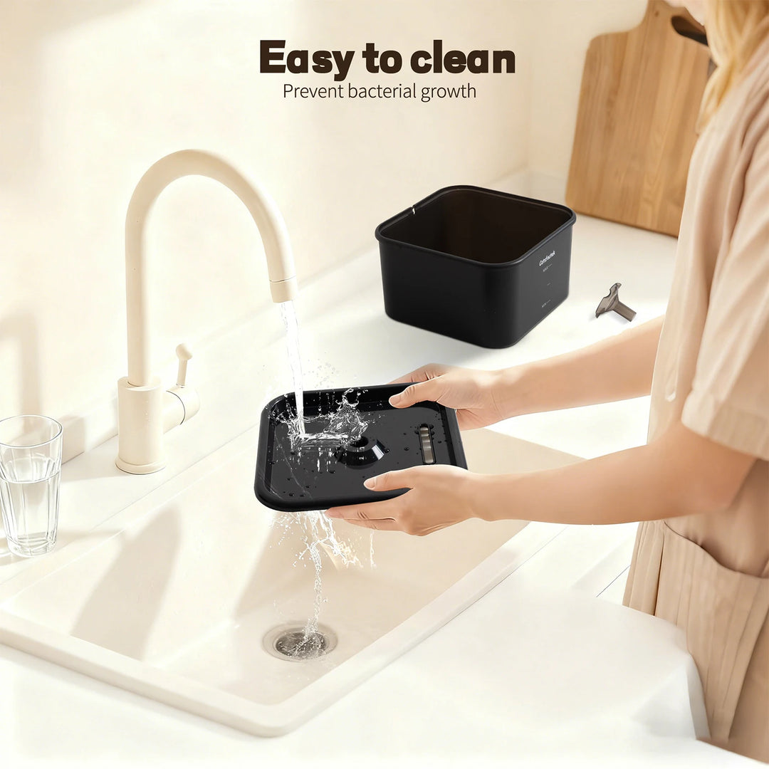 Bac de lavage noir, facile à nettoyer, prévient la croissance bactérienne, idéal pour votre cuisine.