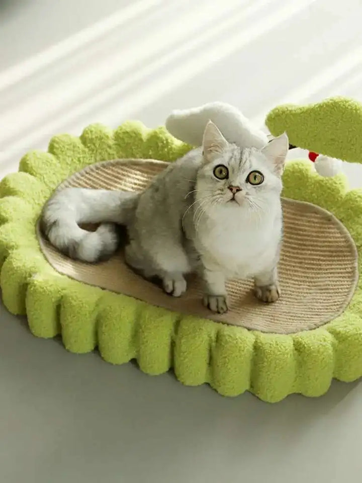 Griffoir nid ovale en lin naturel pour chat
