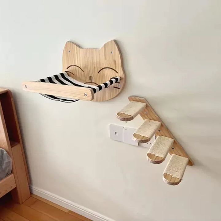 Wooden Wall-Mounted Cat Tree - Feline Perch