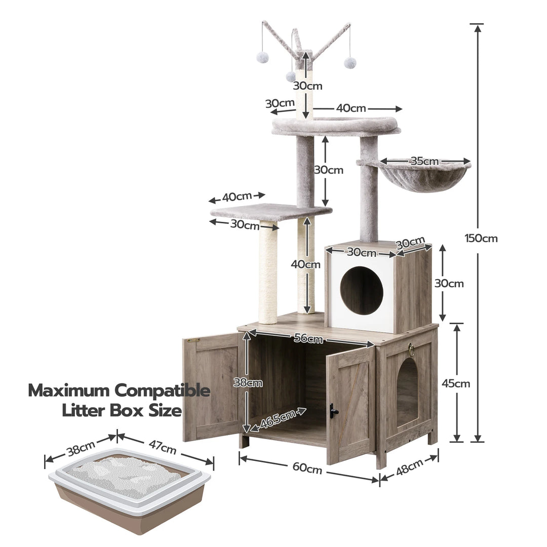 Cat Tree with Litter Box - Model "HideawayPaws Pro"