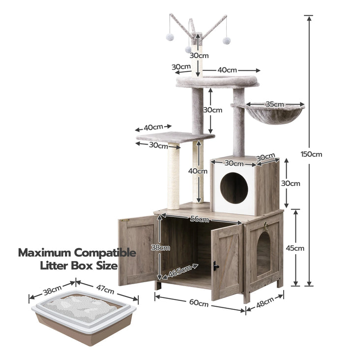 Cat Tree with Litter Box - Model "HideawayPaws Pro"
