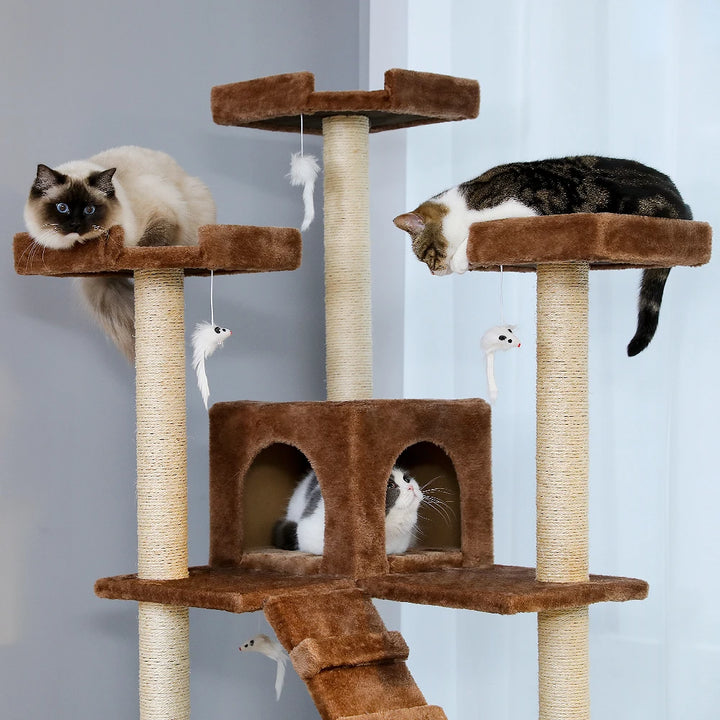 Maine Coon cat tree with condo and perches - Model: "ForteresseFéline"